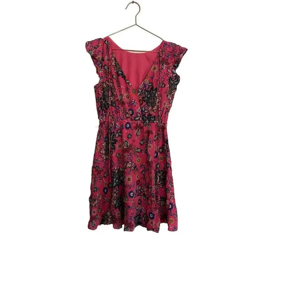 LOFT Dresses & Skirts - Loft Women's Pink Sleeveless V-Neck Floral Wrap Dress Size XS
